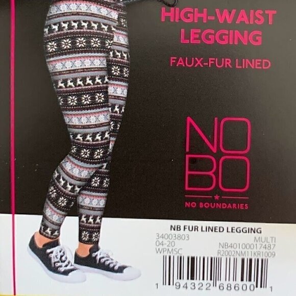 Holiday Christmas Juniors Womens High‎ West Leggings Faux-Fur Lined Size Large - Picture 2 of 10